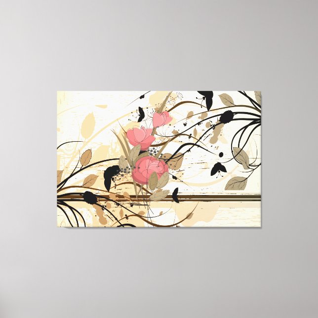 Abstrakte Vintage, blumenummantelte Canvas Leinwanddruck (Vorderseite)