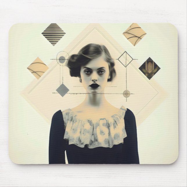 Abstrakte Vintage-Frau Mousepad (Vorne)