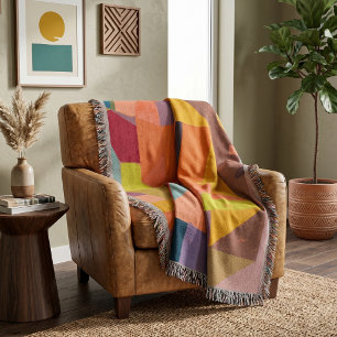 Abstrakte Vintage-Geometrie Berglandschaft Warm Decke