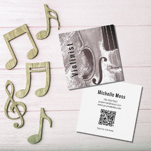 Abstrakte Violine Musical QR Code Dusty Pink Quadratische Visitenkarte