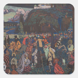 Abstrakte Vitalität, Wassily Kandinsky Farbvolles  Quadratischer Aufkleber