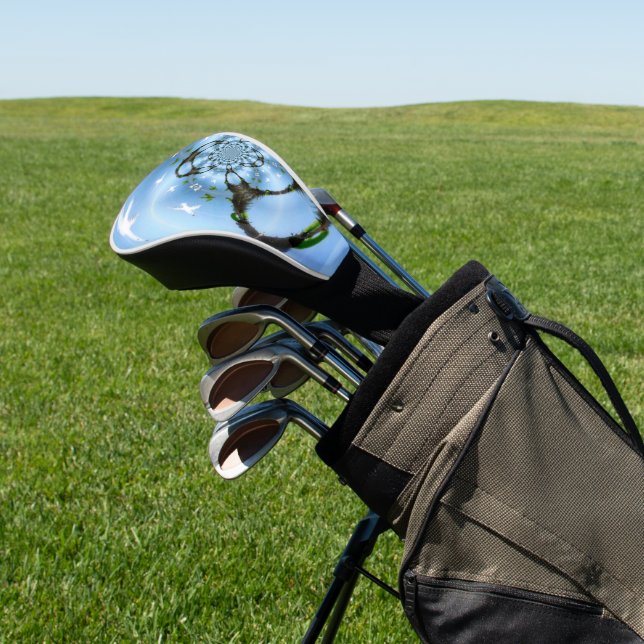 Abstrakte Vögel Blauer Himmel Golf Headcover (In SItu)