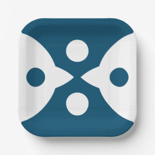 Abstrakte Vögel Kühnes Einfaches Design Ozeanblau Pappteller