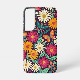 Abstrakte Volkskunst-Gänseblümchen-Schmetterlinge- Samsung Galaxy Hülle