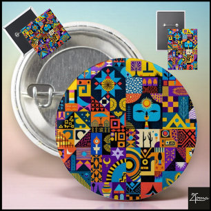 Abstrakte Volkskunst Geometrische Quilt-Mosaik Button