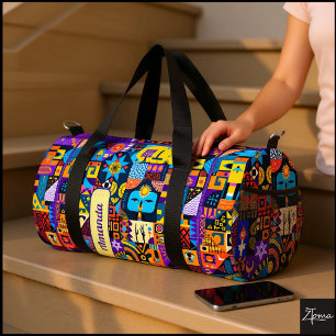 Abstrakte Volkskunst Geometrische Quilt-Mosaik Duffle Bag