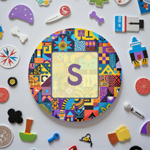 Abstrakte Volkskunst Geometrische Quilt-Mosaik Magnet