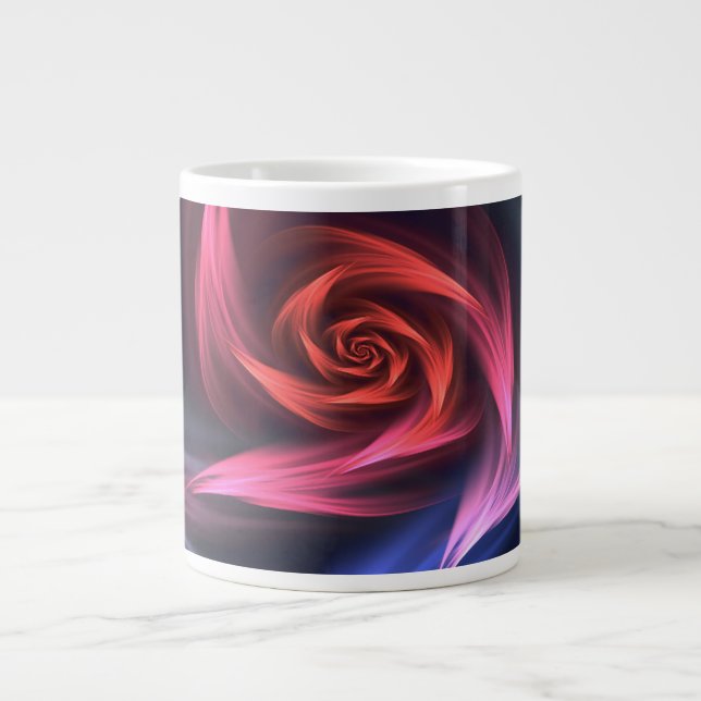 Abstrakte Vortex-Form rot und blau Jumbo-Tasse (Vorderseite)