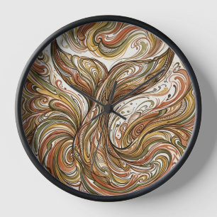 Abstrakte Wal-Schwanz-Erde-Tinte-Moderne-Kunst-Uhr Uhr