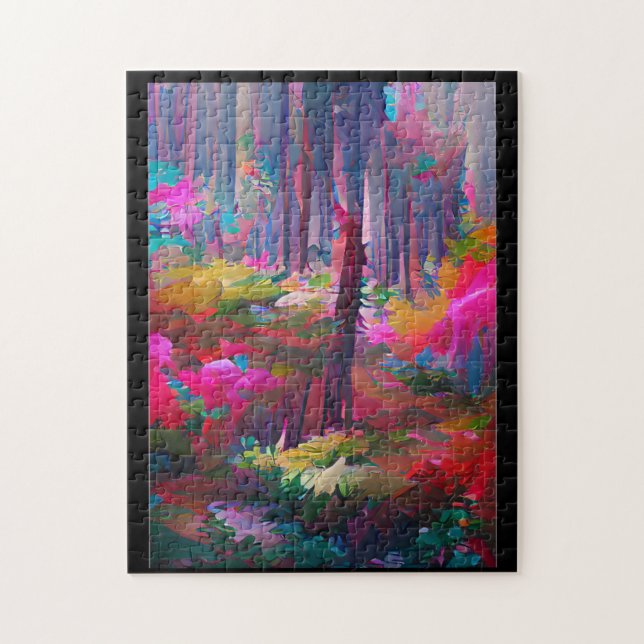 Abstrakte Waldkunst in lebendigen Farben (Vertikal)