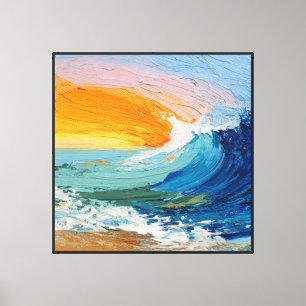 Abstrakte Wanddekoration mit Sonnenuntergangsozean Leinwanddruck