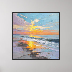 Abstrakte Wandkunst für Sunset Beach mit rollenden Leinwanddruck