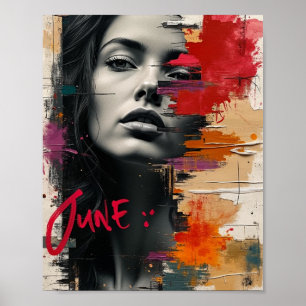Abstrakte Wandkunst in gemischten Medien mit fett Poster