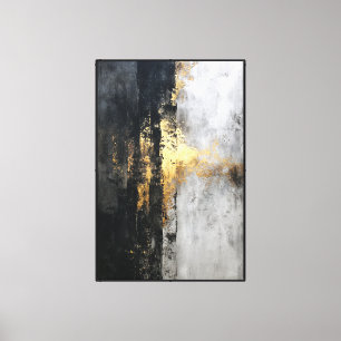 Abstrakte Wandkunst in Schwarz, Grau und Goldenen  Leinwanddruck
