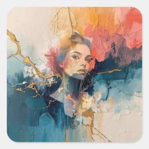 abstrakte Wandkunst, moderne Kunstdrucke, weiblich Quadratischer Aufkleber