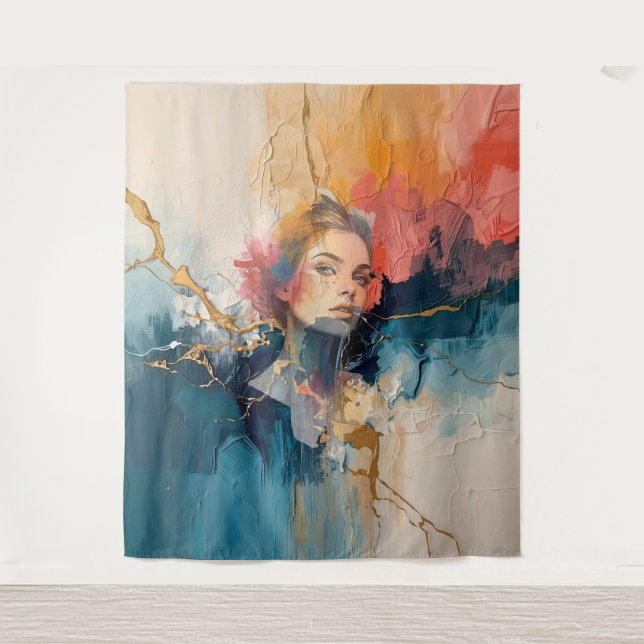 abstrakte Wandkunst, moderne Kunstdrucke, weiblich Wandteppich (Vorderseite)