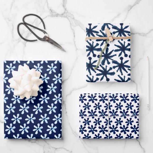 Abstrakte Wasserfarbe Blütenweiß Geschenkpapier Set (Vorderseite)