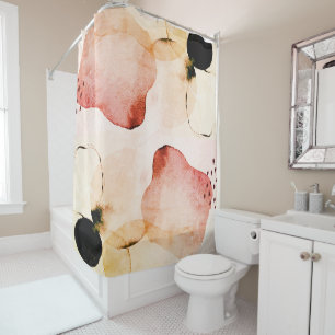 Abstrakte Wasserfarbe Boho Terracotta Rose Duschvorhang