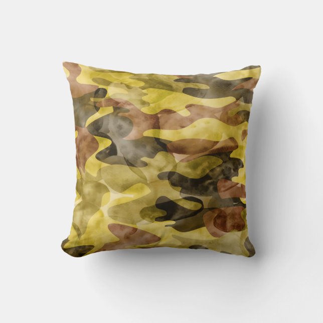 Abstrakte Wasserfarbe: Camouflage-Gefärbte Krawatt Kissen (Vorderseite)