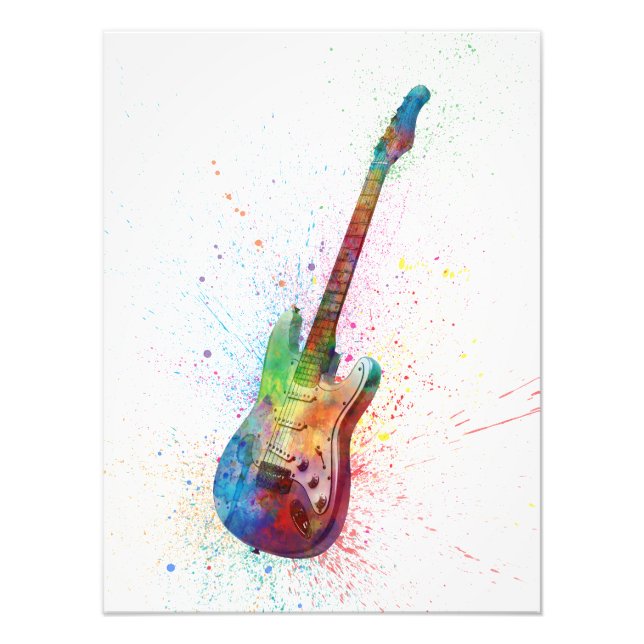 Abstrakte Wasserfarbe der elektrischen Gitarre Fotodruck (Vorne)