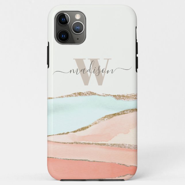 Abstrakte Wasserfarbe der Küsten mit Name und Mono Case-Mate iPhone Hülle (Rückseite)