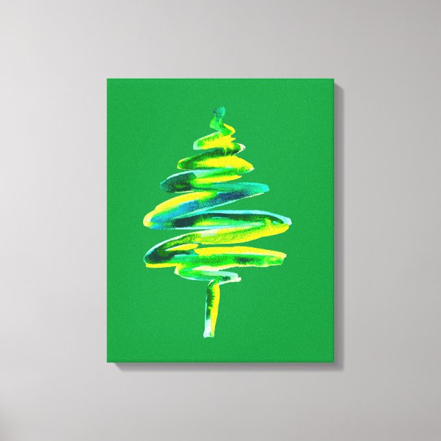 Abstrakte Wasserfarbe des Weihnachtsbaumes Leinwanddruck (Vorderseite)