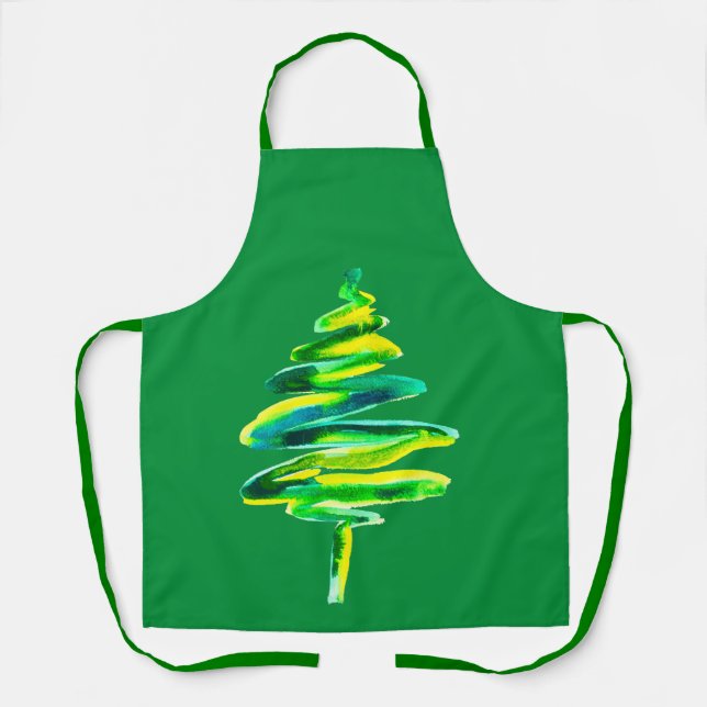 Abstrakte Wasserfarbe des Weihnachtsbaumes Schürze (Vorderseite)