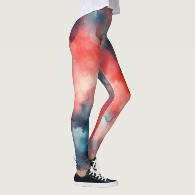 Abstrakte Wasserfarbe Kosmische Szene Leggings (Rechts)