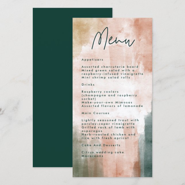 Abstrakte Wasserfarbe Pinselstriche Hochzeitkarte (Vorne/Hinten)