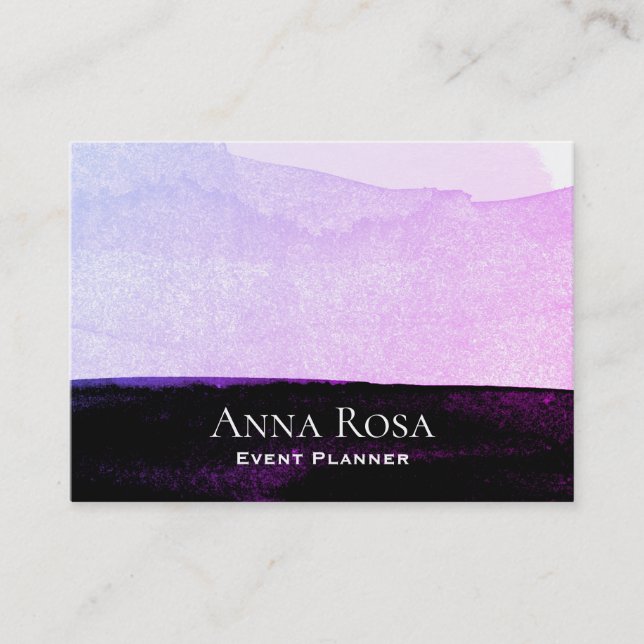 *~* Abstrakte Wasserfarbe Rosa Lila schwarzer Lave Visitenkarte (Vorderseite)
