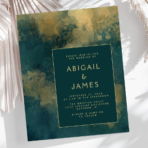 Abstrakte Wasserfarbe Teal Gold Hochzeit Budget