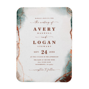 Abstrakte Wasserfarbe Terra Cotta Hochzeit Einladu Magnet