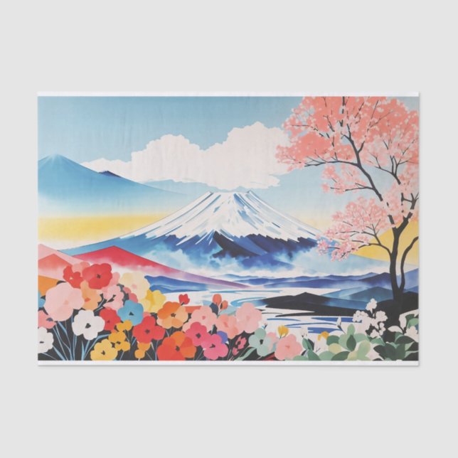 Abstrakte Wasserfarbe Whimsical Springtime Seidenpapier (Vorderseite)