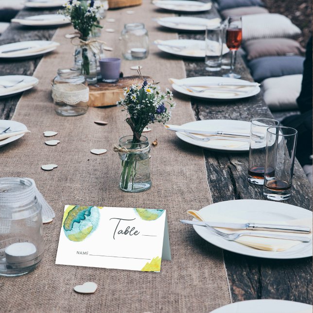 Abstrakte Wasserfarben Blau Platzkarte (Von Creator hochgeladen)