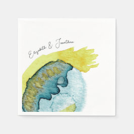 Abstrakte Wasserfarben Blau Serviette