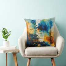 Abstrakte Wasserfarben | Blau und Orange