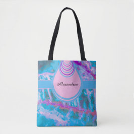 Abstrakte Wasserfarben in Blau Pink personalisiere Tasche