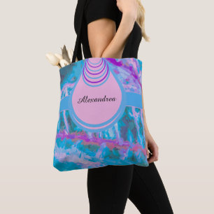 Abstrakte Wasserfarben in Blau Pink personalisiere Tasche