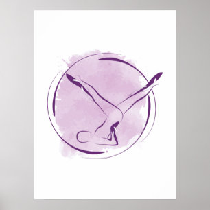 Abstrakte Wasserfarben Pilates Pose T - Shirt Poster