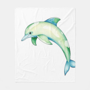 Abstrakte WasserfarbenDolphin mit Meerestern Fleecedecke
