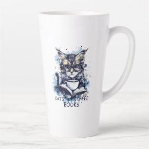 Abstrakte Wasserfarbenkatzen Kaffeebücher Milchtasse