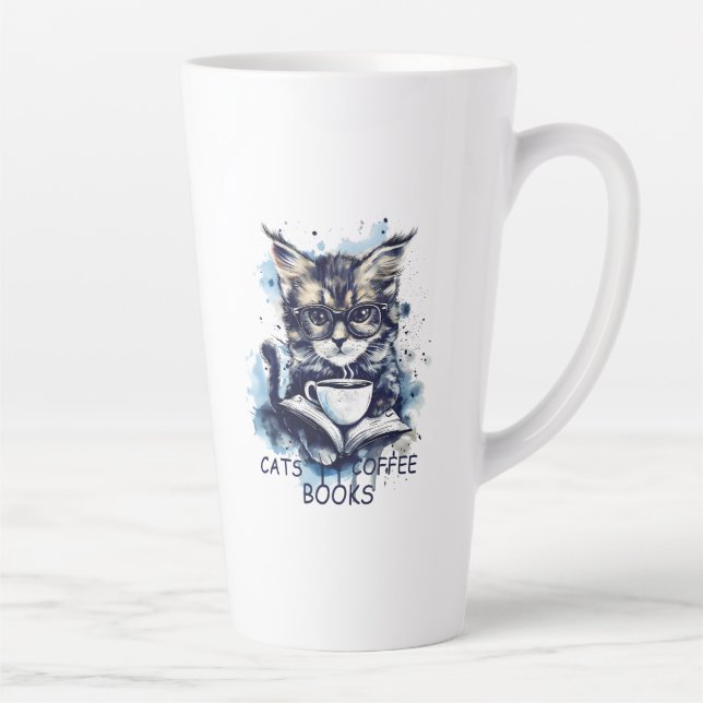 Abstrakte Wasserfarbenkatzen Kaffeebücher Milchtasse (Rechts)