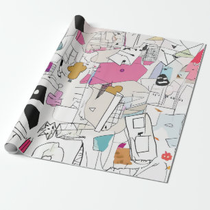 Abstrakte Wasserfarbenkollage Geschenkpapier