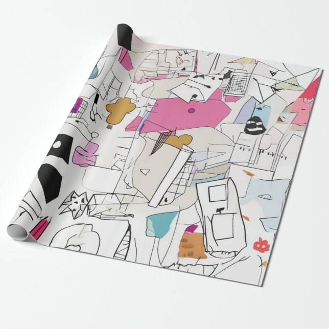 Abstrakte Wasserfarbenkollage Geschenkpapier (Ungerollt)