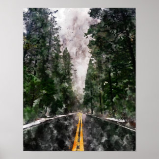 Abstrakte Wasserfarbenlandschaft Poster