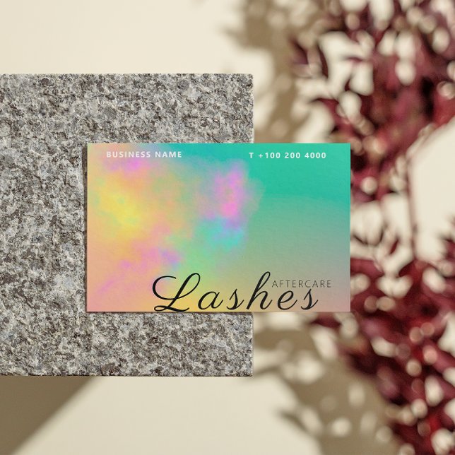 Abstrakte Wasserfarbenleuchte nach Vorsorgeanleitu Visitenkarte (Abstract Watercolor Lash After Care Instruction Business Card)
