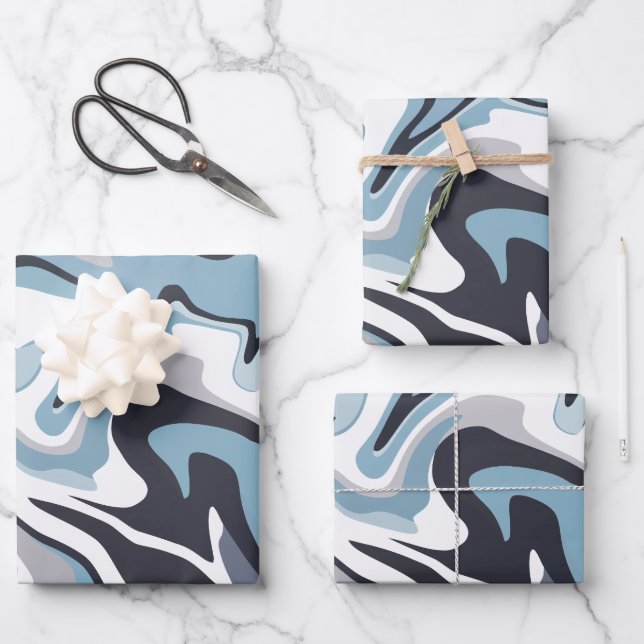 Abstrakte Wasserkunst mit schwindelerregenden Blau Geschenkpapier Set (Vorderseite)
