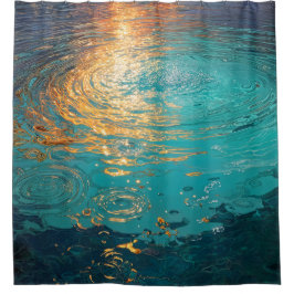 Abstrakte Wasserwellen mit goldenem Sonnenlicht Duschvorhang