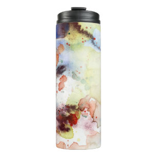 Abstrakte Watercolor Grungebeschaffenheit mit Thermosbecher