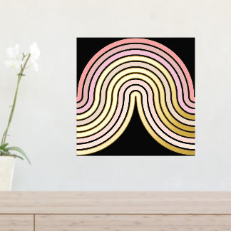 Abstrakte Wave Lines Blush Pink Art Muster Gold Foliendrucke